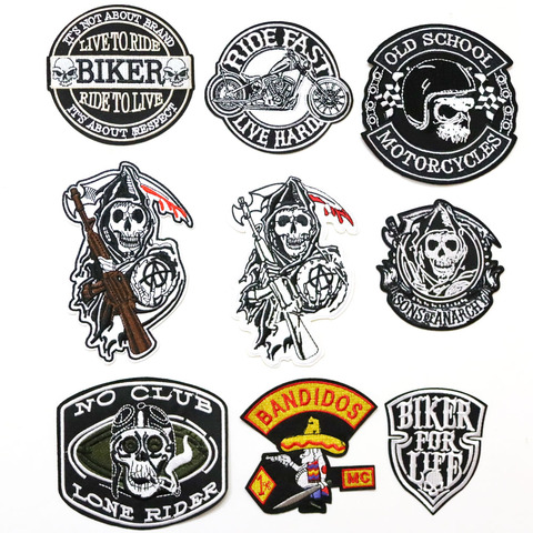 Parches de los Sons of Bandidos para motocicleta, insignia para montar rápido, para la vida Bikfer, insignias de escuela antiguas, pegatina de paseo para montar en casa, parches de calavera ► Foto 1/6