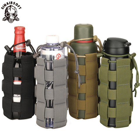 SINAIRSOFT-Bolsa de deporte MOLLE de 300-800ML, bolsa de agua para botella de agua, escalada, d-ring, con cordón, viaje duradero, senderismo ► Foto 1/6