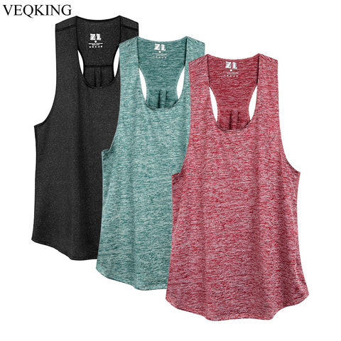 VEQKING sin mangas Racerback camisetas sin mangas para entrenamiento para las mujeres entrenamiento correr en gimnasio Yoga camisas mujeres Atlético ejercicio deporte Yoga chaleco ► Foto 1/6