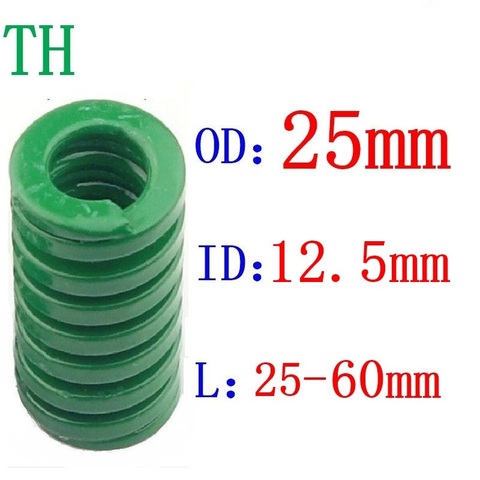 Uds verde carga pesada en espiral de compresión de muelle de troquel exterior de 25mm de diámetro interior de 12,5mm de diámetro, longitud 25-60mm ► Foto 1/3