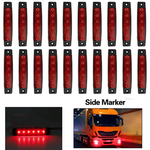 20 piezas coche luces LED 24V 6 SMD LED para automóvil del camión del autobús del coche camión indicador lateral indicador Led bajo luz del remolque trasero lámpara lateral ► Foto 1/6