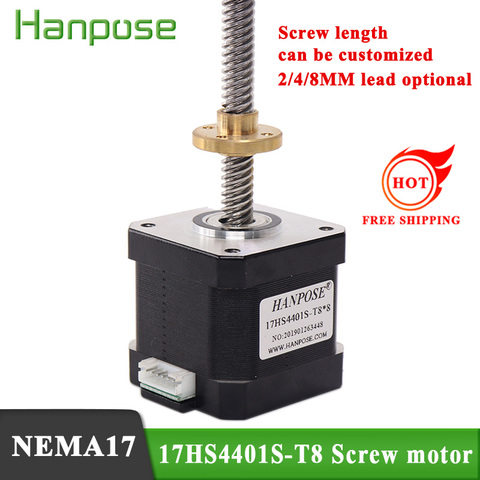 Motor paso a paso Nema17, 40mm, 1,7 a, 42 motor 17HS4401S-T8*4 410mm, varilla de tornillo, Motor Z lineal con Lead Trapezoidal Srew para impresora 3D ► Foto 1/6