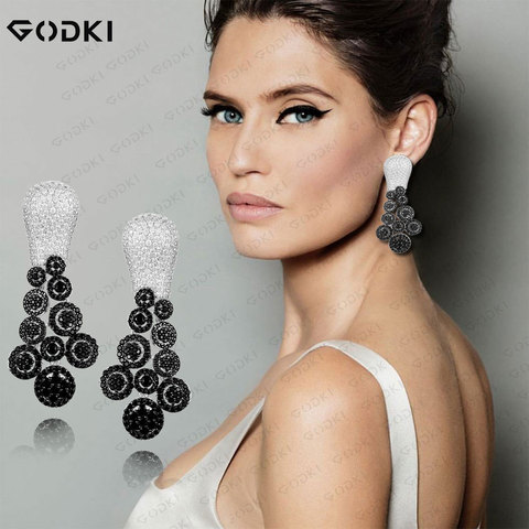 GODKI-pendientes de gota de agua con zirconia cúbica para mujer, accesorios de fiesta de boda, 2022 ► Foto 1/6