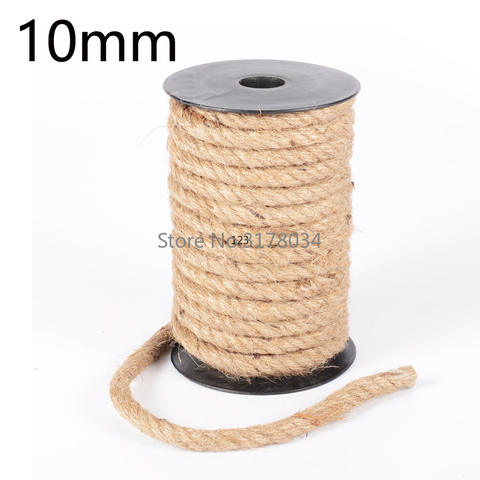 Cuerda de Yute Natural de 10mm, 1m-100m, cuerda de cáñamo trenzado, cordón macramé, artesanal, hecho a mano, decoración para el hogar y bodas ► Foto 1/5