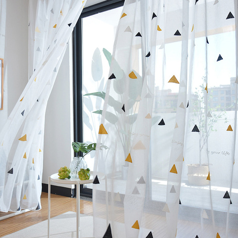 Cortinas de tul de estilo nórdico para dormitorio de niños, tratamientos de ventana, gasa transparente para paneles de cocina ► Foto 1/6