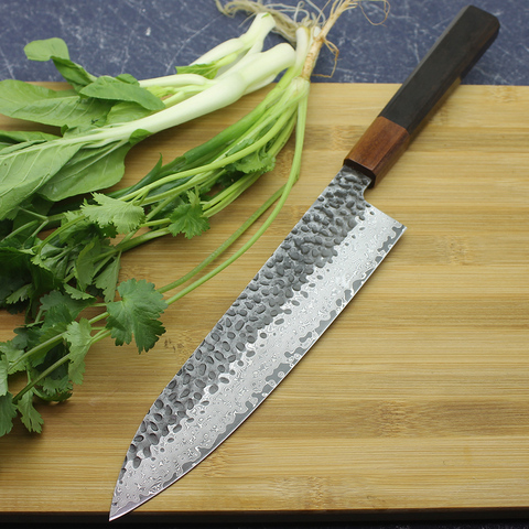 Placa de acero forjado para Chef profesional VG10, 8 pulgadas, hecho a mano, Damasco, japonés, cuchillo multiusos para cortar carne, cocina ► Foto 1/6