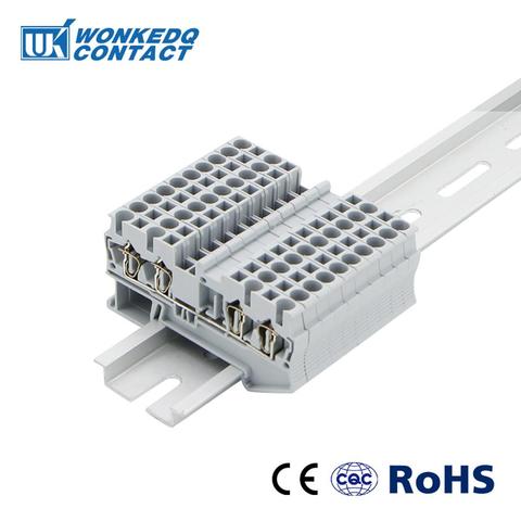 Bloques de terminales de carril Din 10 Uds. Conectores de ST-2.5-QUATTRO de retorno tipo 4 conductores bloques de terminales de cableado de resorte ► Foto 1/6