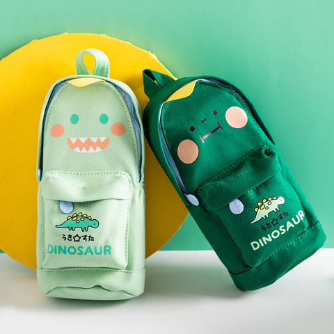 Kawaii gato de la suerte y lápiz de dinosaurio bolsa de lápiz de dibujos animados mochila forma estuche organizador de almacenamiento para bolígrafos de papelería de la escuela A6785 ► Foto 1/6