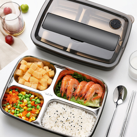 Fiambrera de acero inoxidable para niños, aperitivo japonés, recipiente aislante para almuerzo, contenedor de alimentos, caja bento a prueba de fugas ► Foto 1/6