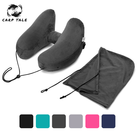 Nueva almohada inflable de viaje en forma de H, almohada Plegable ligera para el cuello, almohada para el asiento del coche, oficina, avión, cojín para dormir, almohada ► Foto 1/6