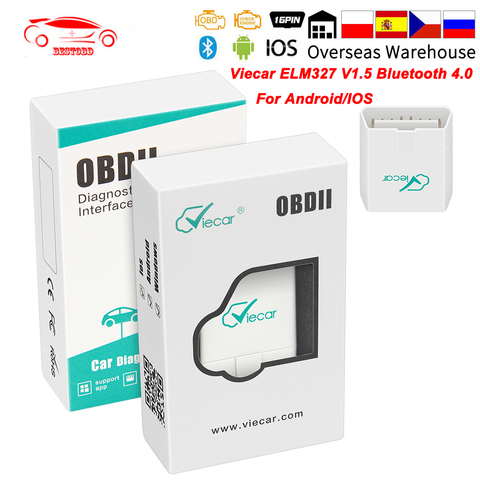 Viecar ELM327 Bluetooth 4,0 V1.5 OBD2 coche herramienta de diagnóstico OBDII J1850 OBD coches escáner para ios, Android y Windows ► Foto 1/6