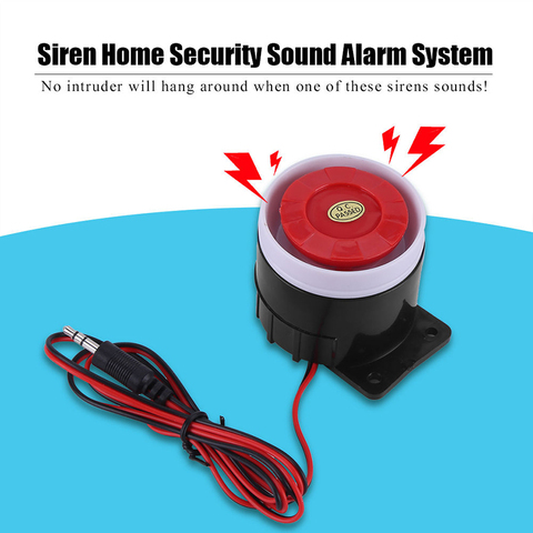 Mini sirena de bocina con Cable Super fuerte, duradera para protección interior del hogar, sistema de alarma de sonido de seguridad, 120dB, cc 12V, rojo y negro, 1 ud. ► Foto 1/6