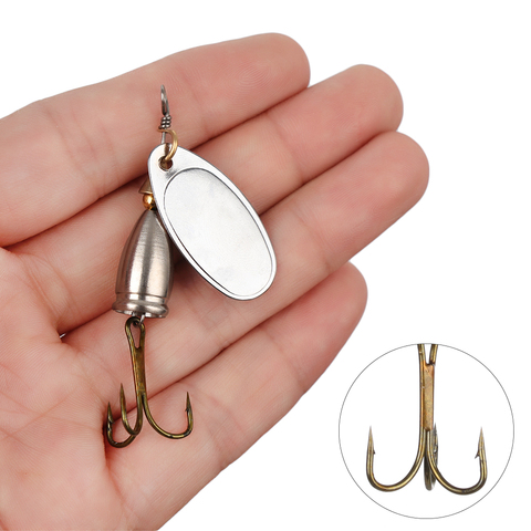 1PC Durable ganchos de acero al carbono alto difícil cuchara de Metal Trolling hoja lentejuelas giratorias cebo Wobbler señuelo de aparejos de pesca 6,5 cm ► Foto 1/1