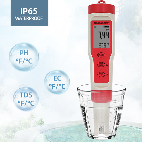 Probador de temperatura EZ9908 Medidor de PH Digital, herramienta 4 en 1, PH, TDS, EC, reemplazar la sonda de medición de cantidad de agua, Analizador de orina de vino, 20% de descuento ► Foto 1/6