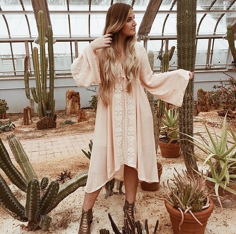 TEELYNN-Vestido largo informal de algodón con manga larga para mujer, Túnica Vintage bordada con flores, estilo Hippie, bohemio, asimétrico ► Foto 1/6