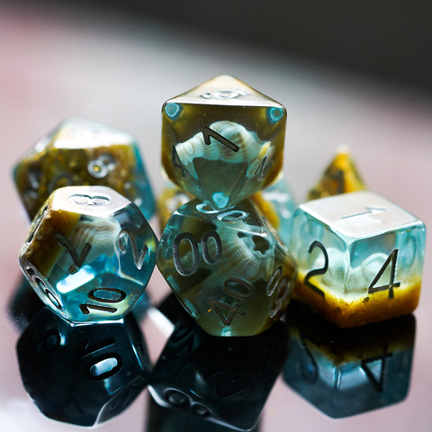 7 unids/set azul Concha DND Dice D & D dados D4 D6 D8 D10 D % D12 D20 poliédrico juegos juego de dados de mesa juegos MTG RPG ► Foto 1/6