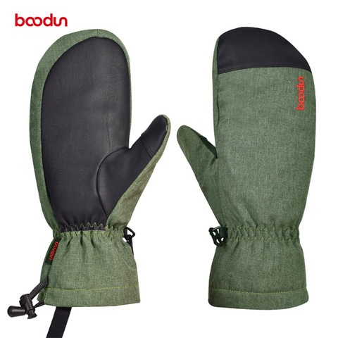 Boodun-guantes de esquí para hombre y mujer, resistentes al viento, impermeables, para nieve, Snowboard, esquí, lana térmica, cálidos, con palma de PU ► Foto 1/6