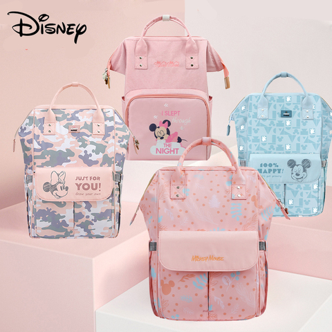 Disney-Bolsa de pañales Serie Rosa para bebé, mochila impermeable con USB, bolsa de mamá para viaje, cochecito de maternidad, grande y colorido, 2022 ► Foto 1/6