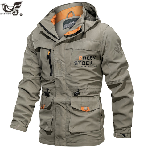 Chaqueta táctica para hombre otoño estilo militar de secado rápido chaqueta militar para hombre Multi bolsillos con capucha cazadora impermeable tamaño M ~ 6XL ► Foto 1/6