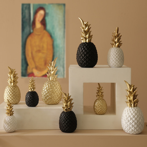 Decoración moderna nórdica para el hogar, accesorios de exhibición de escritorio para ventana, artesanías de resina sintética con fruta de piña para decoración del hogar y sala de estar ► Foto 1/6