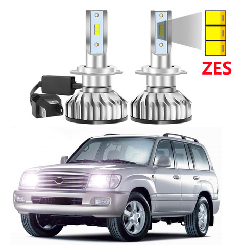 Faros Led superbrillantes para coche Toyota Land Cruiser, luces de haz Alto y Bajo, Chips ZES, 2 uds., 100, 1998-2007 ► Foto 1/6