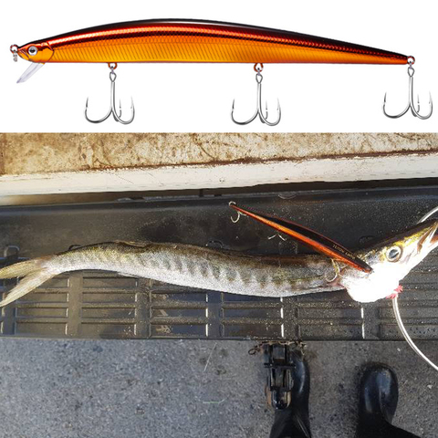 Hunthouse-señuelo duro de fundición larga para Pesca, Delgado pececillo con volante de cebo de Pesca, cebo duro de hundimiento de 175mm y 34g, Jerkbaits Savage Gear Seabass Pike ► Foto 1/6