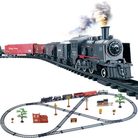 Tren de vapor largo clásico para niños, juguete eléctrico de simulación, regalo de cumpleaños ► Foto 1/6