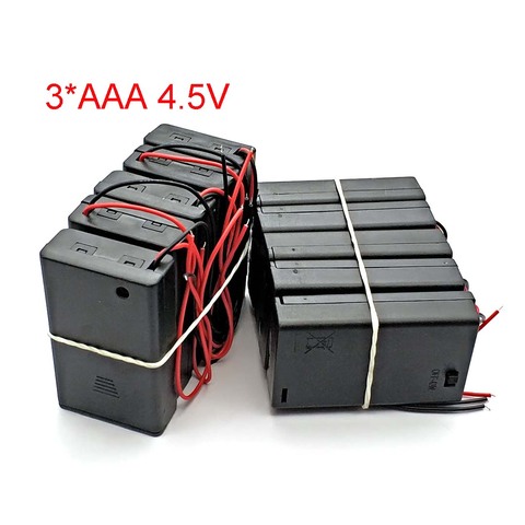 Funda porta baterías 3 x AAA, caja con cables con cubierta de interruptor de encendido/apagado, contenedor de batería estándar de 3 ranuras ► Foto 1/5