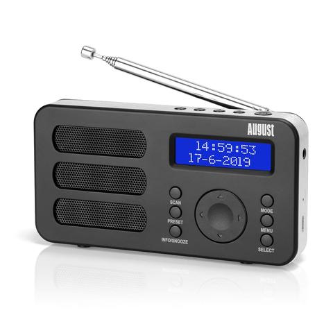 August MB225 Radio Portátil Digital Dab/Dab+/FM Radio Pequeña con Batería Recargable Dual Alarma Despertador Snooze RDS 40 Presintonias Pantalla LCD Radio Estéreo/Mono ► Foto 1/6