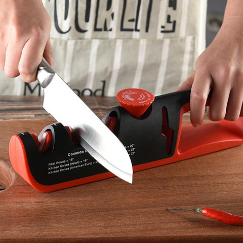 Afilador de cuchillos de cocina 4 en 1, ángulo ajustable, piedra de afilar, profesional ► Foto 1/6