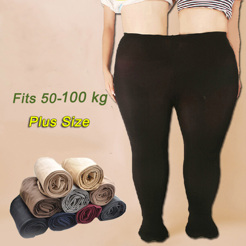 Pantimedias de mujer 120D de talla grande invierno otoño primavera de alta cintura terciopelo resistente al desgarro Sexy negro medias de moda de Tallas grandes ► Foto 1/6