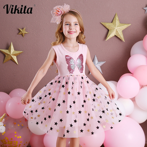 VIKITA-vestido de princesa para niña, traje de lentejuelas, ropa de Fiesta infantil, disfraz de mariposa para niño, ropa para niño ► Foto 1/6