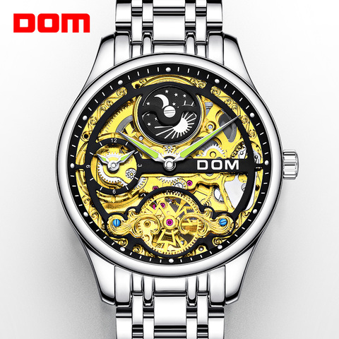 DOM-reloj mecánico automático para hombre, con detección mecánica, diseño calado informal, a la moda, impermeable, dual ► Foto 1/6