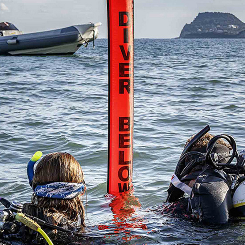 Boya De Buceo Marcador De Superficie Profesional - PVC Inflable Alta Visibilidad Naranja Con Bolsa De Almacenamiento, Seguridad Para Buceadores