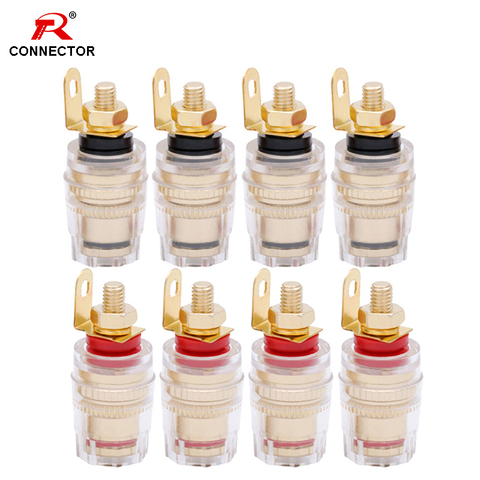 8 piezas/4 pares Binding Post conector Banana Plug Jack para altavoz amplificador cobre 4mm ► Foto 1/6