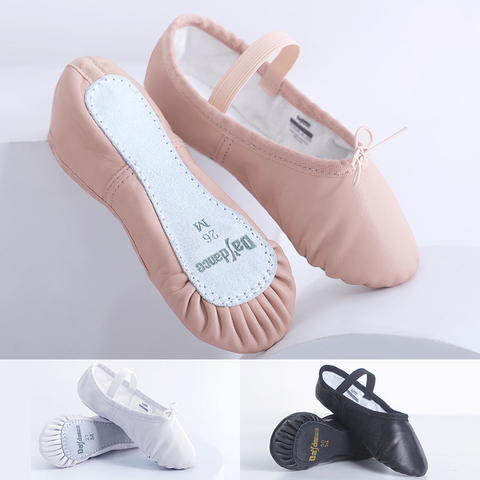 Zapatillas de Ballet de cuero genuino para niñas, zapatos de Ballet de piel de oveja suave con cordones para gimnasia y baile ► Foto 1/6