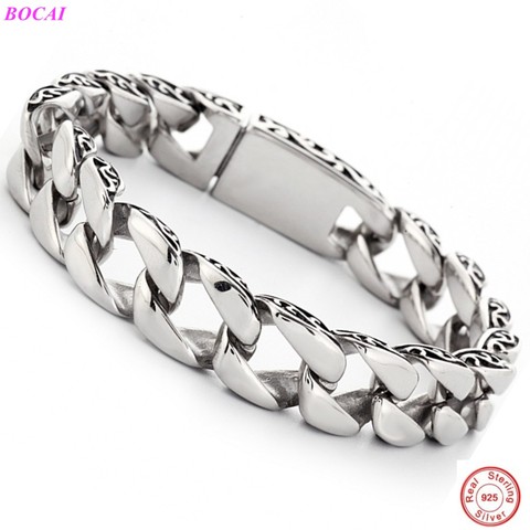 BOCAI S925 pulsera de plata esterlina para hombres Retro tailandesa de plata de los hombres pulsera de hebilla 2022 nueva moda 925 pulseras de plata ► Foto 1/6