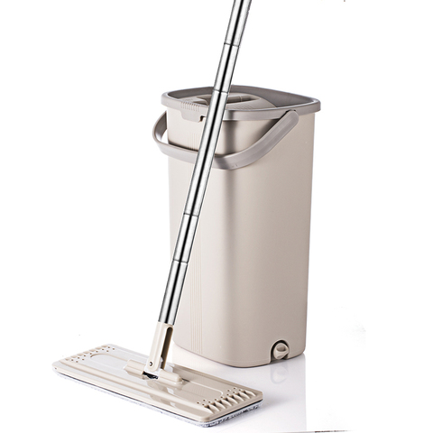 Squeeze Hand Free Flat Mop Bucket With Stainless Steel Handle Wet Dry Floor Cleaning 360 rotatable heads With Reusable Mop Pads ► Foto 1/6
