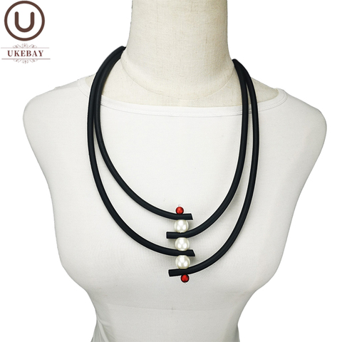 UKEBAY-collares de Nueva Perla hechos a mano, joyería de goma, Gargantilla gótica, collar negro, ropa de fiesta, joyería ► Foto 1/6