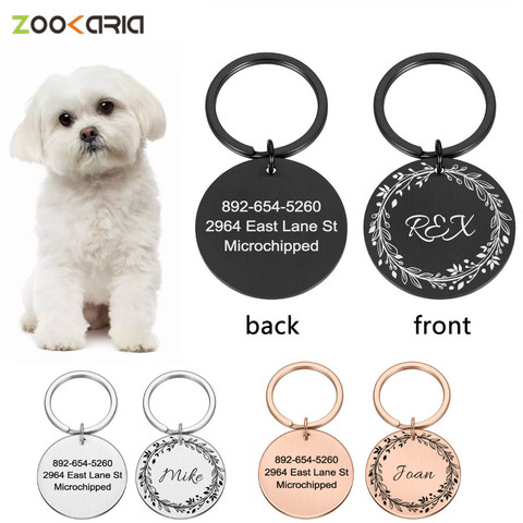 Etiquetas de identificación de mascota grabadas, identificación de mascota personalizada, nombre, dirección de número para perro, gato, cachorro, Collar, etiqueta, colgante, accesorios para mascotas ► Foto 1/6