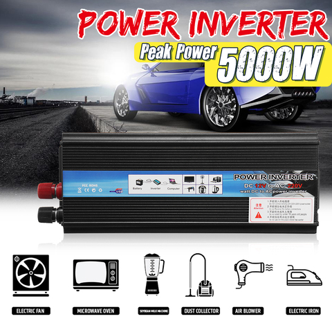 Inversor del coche 12V 12V 220V 5000W de onda sinusoidal modificada de picos de energía Solar de voltaje del inversor convertidor transformador 12V/24V DC a 110V/220V ► Foto 1/6