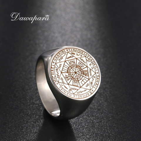 Dawapara-Anillo de vikingo secreto del universo para hombre, anillos de acero inoxidable de los siete Arcángel, Gabriel Jofiel, Thavael, Azrael, Michael ► Foto 1/6