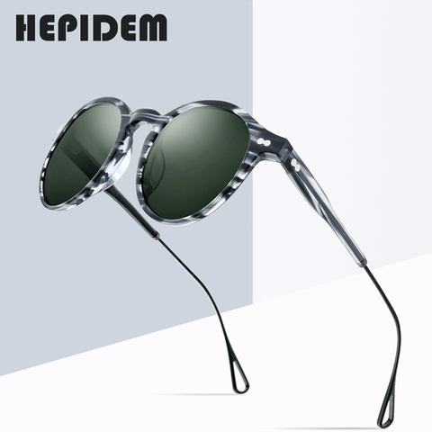 Gafas de sol polarizadas de acetato HEPIDEM para mujer 2022, nuevas gafas de sol redondo Retro de alta calidad de diseñador de marca para hombres 9121 ► Foto 1/6