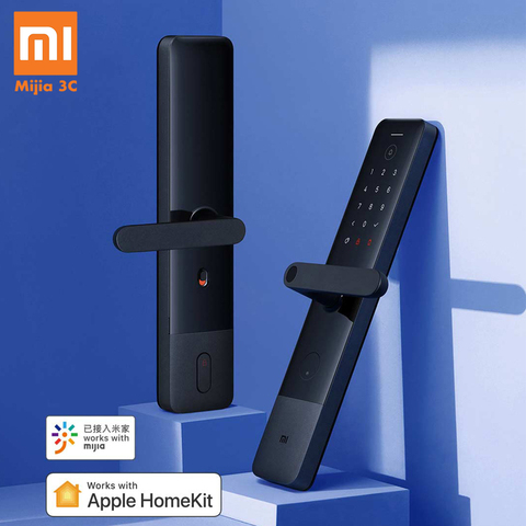 Nuevo Xiaomi Mijia Smart cerradura de la puerta E huella contraseña Bluetooth desbloquear detectar alarma trabajo Mi casa App Control con timbre ► Foto 1/6