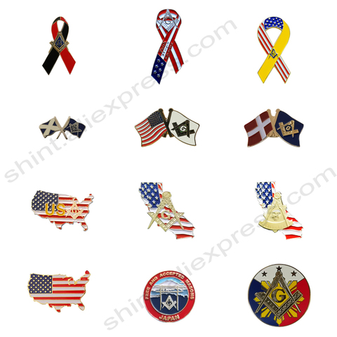 Pins de solapa masónicos placa Mason masón nacional de EE. UU. Escocia Danmark Japón, Filipinas, conmemorativa de accesorios de Masonería ► Foto 1/6