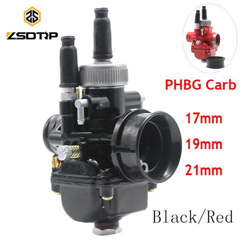 ZSDTRP-carburador de carreras negro y rojo, réplica de Puch Zuma, compatible con Motor JOG50 DIO90 de 50cc, 70cc, 90cc, 17mm, 19mm, 21mm ► Foto 1/6