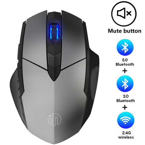 Ratón inalámbrico USB con Bluetooth 2,4G, Mouse silencioso recargable para juegos en casa, ergonómico ► Foto 1/6