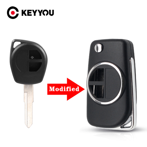 KEYYOU-funda de llave de control remoto para coche, carcasa de alta calidad 2 BTN, plegable, modificada, para SUZUKI SWIFT SX4 ALTO VITARA IGNIS JIMNY ► Foto 1/6