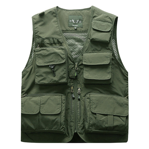 Chaleco de pesca táctico para hombre al aire libre chaqueta de Safari para hombre chaquetas de viaje sin mangas con múltiples bolsillos 5XL 6XL 7XL, 7898m ► Foto 1/6