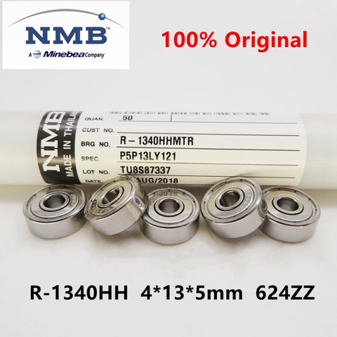 20 piezas/100pcs original de la NMB Minebea R-1340HH 4*13*5mm 624ZZ de alta velocidad, rodamiento de bolas en miniatura 4mm 13mm x 13mm x 5mm de corte de alambre rodamientos ► Foto 1/5